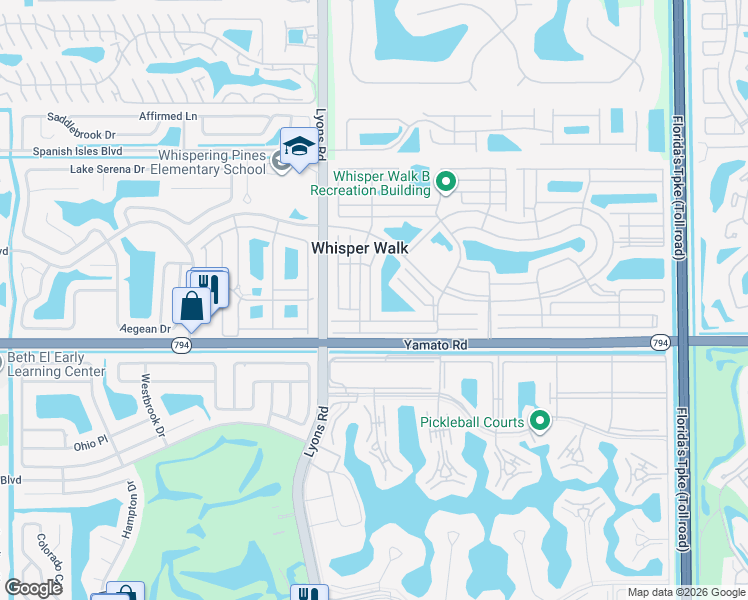 map of restaurants, bars, coffee shops, grocery stores, and more near 8827 Rheims Road in Boca Raton