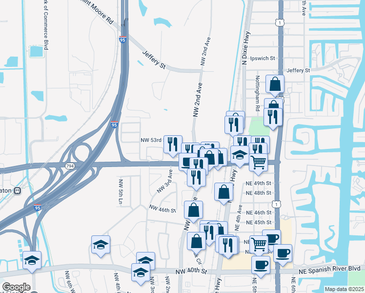 map of restaurants, bars, coffee shops, grocery stores, and more near 400 Club Circle in Boca Raton