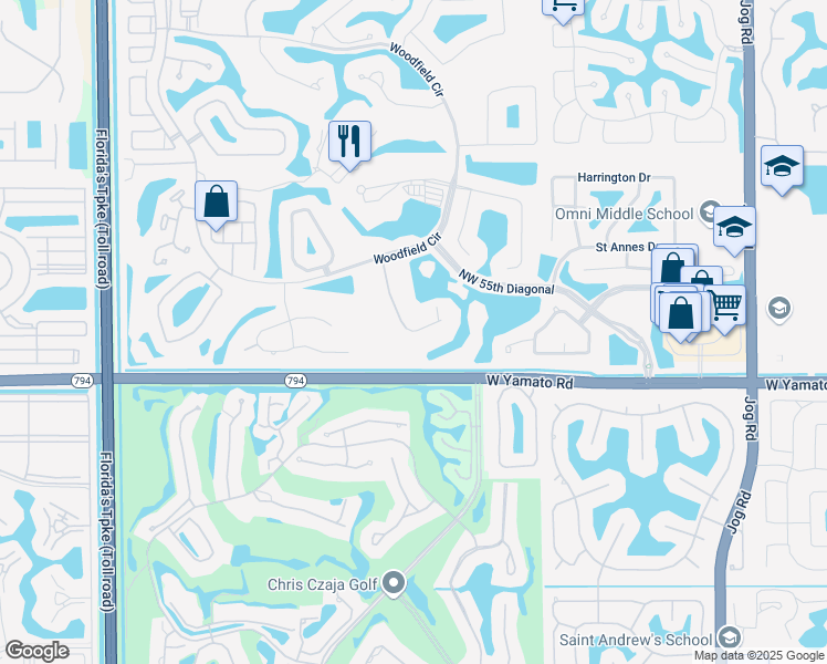 map of restaurants, bars, coffee shops, grocery stores, and more near 5211 Northwest 37th Avenue in Boca Raton