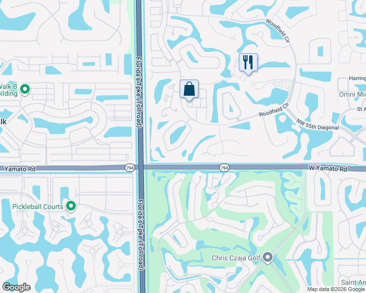 map of restaurants, bars, coffee shops, grocery stores, and more near 5432 Northwest 41st Terrace in Boca Raton