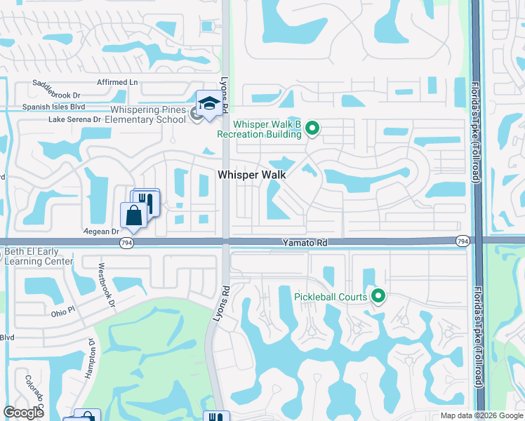 map of restaurants, bars, coffee shops, grocery stores, and more near 8827 Rheims Road in Boca Raton