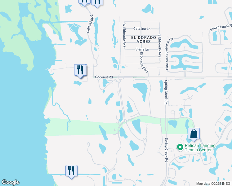 map of restaurants, bars, coffee shops, grocery stores, and more near 23542 Via Veneto in Bonita Springs