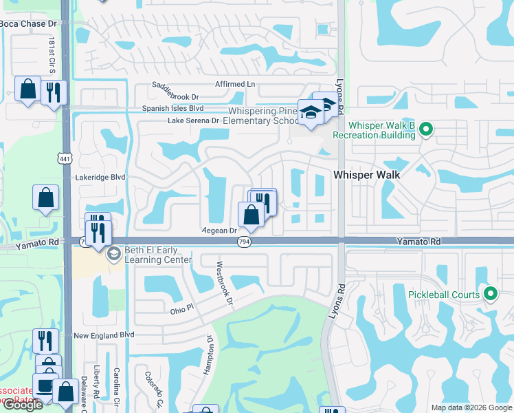 map of restaurants, bars, coffee shops, grocery stores, and more near 18880 Jolson Avenue in Boca Raton
