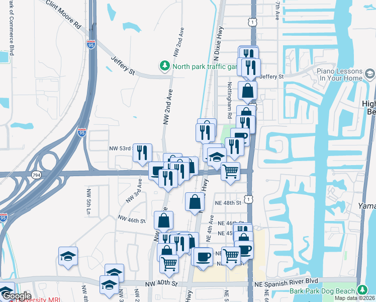 map of restaurants, bars, coffee shops, grocery stores, and more near 5121 Sabal Gardens Lane in Boca Raton