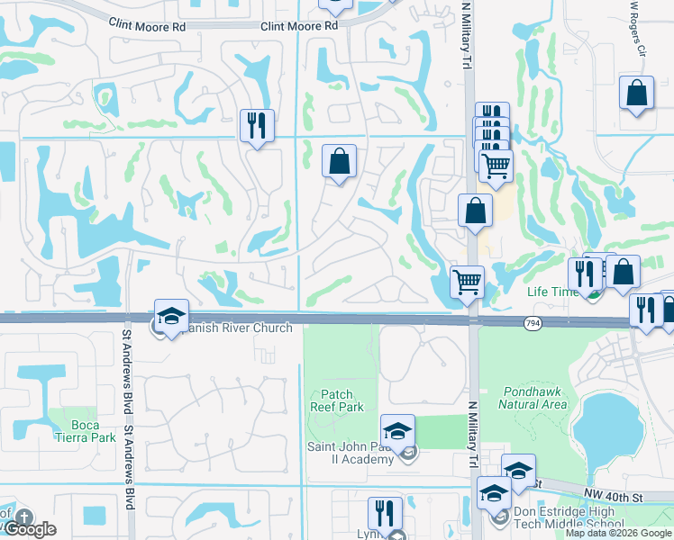 map of restaurants, bars, coffee shops, grocery stores, and more near 5286 Northwest 20th Avenue in Boca Raton