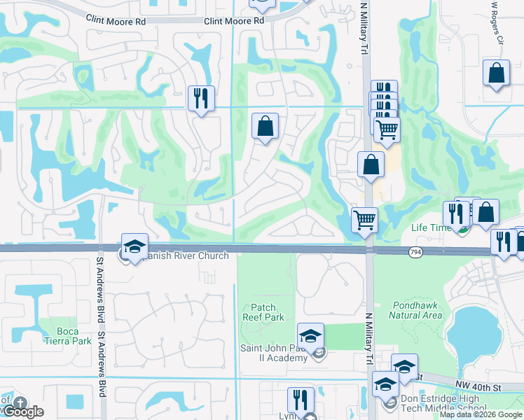 map of restaurants, bars, coffee shops, grocery stores, and more near 5286 Northwest 20th Avenue in Boca Raton