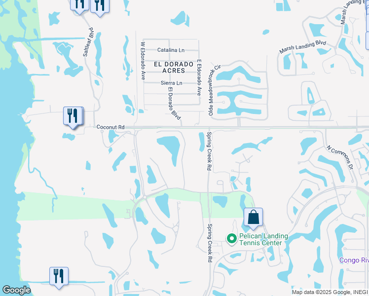 map of restaurants, bars, coffee shops, grocery stores, and more near 23781 Merano Court in Bonita Springs