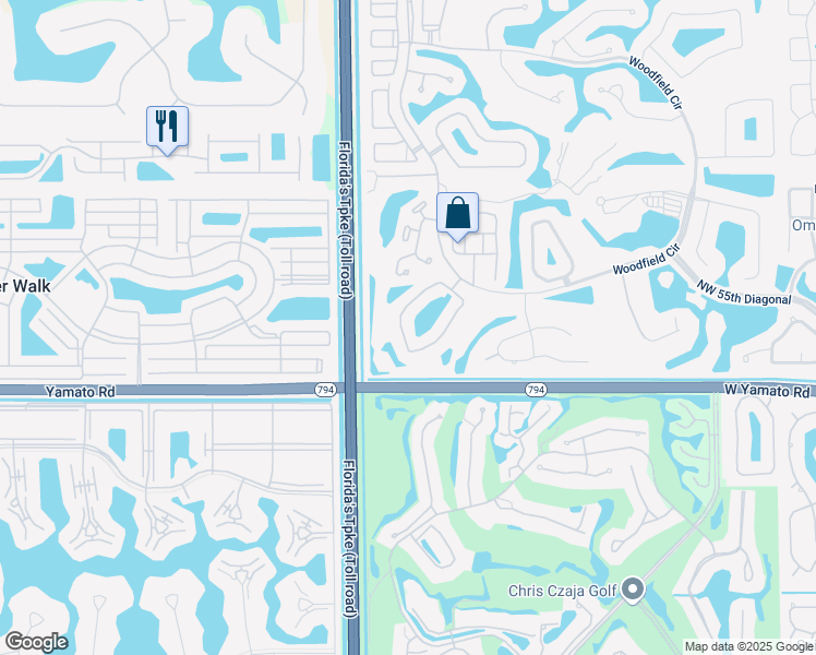 map of restaurants, bars, coffee shops, grocery stores, and more near 5422 Northwest 42nd Avenue in Boca Raton