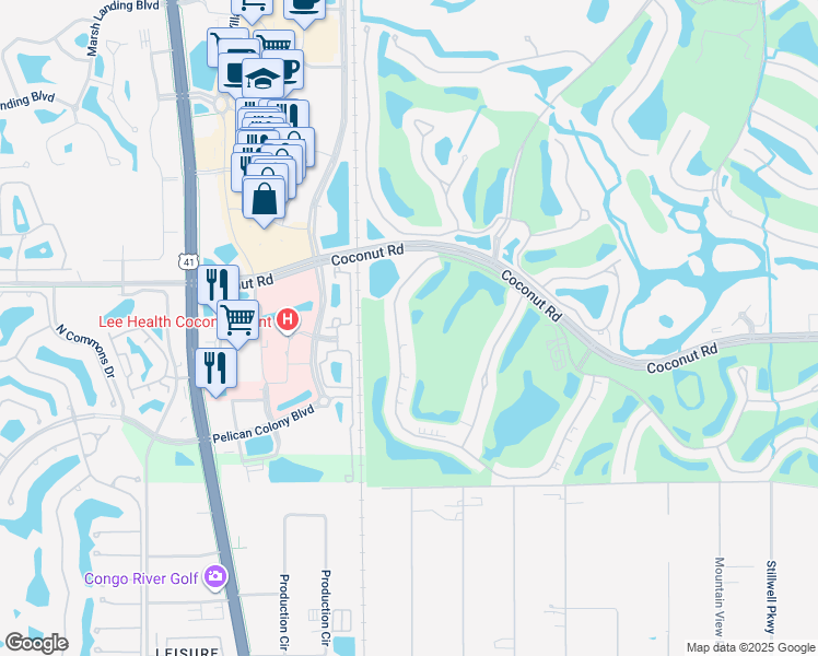 map of restaurants, bars, coffee shops, grocery stores, and more near 9302 Spring Run Boulevard in Bonita Springs