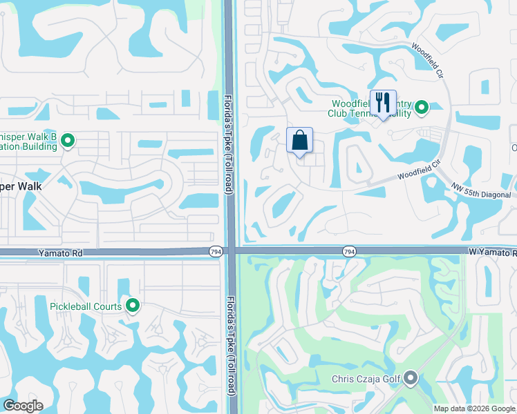 map of restaurants, bars, coffee shops, grocery stores, and more near 5422 Northwest 42nd Avenue in Boca Raton