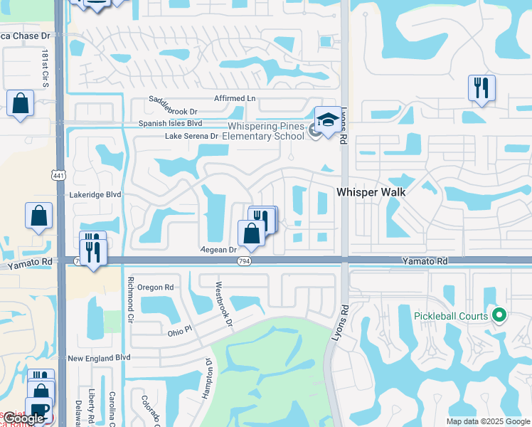 map of restaurants, bars, coffee shops, grocery stores, and more near 18800 Jolson Avenue in Boca Raton