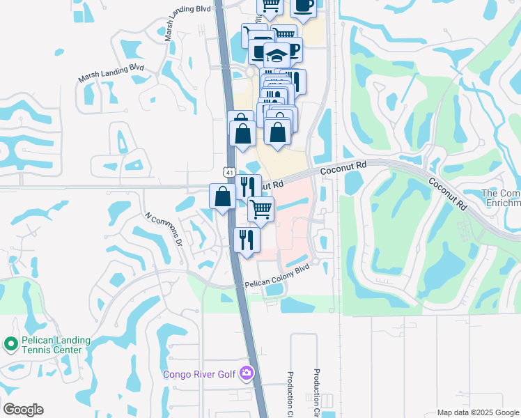 map of restaurants, bars, coffee shops, grocery stores, and more near 8350 Health Center Blvd in Bonita Springs
