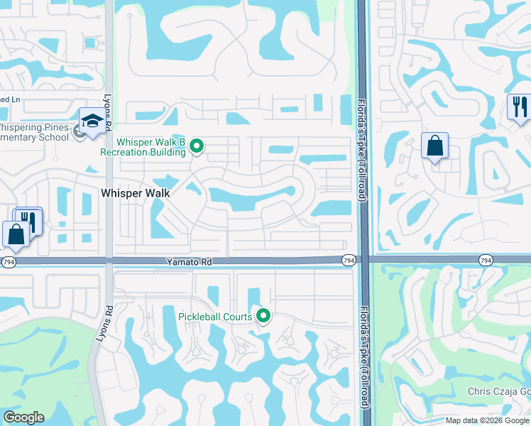 map of restaurants, bars, coffee shops, grocery stores, and more near 8214 Summersong Terrace in Boca Raton
