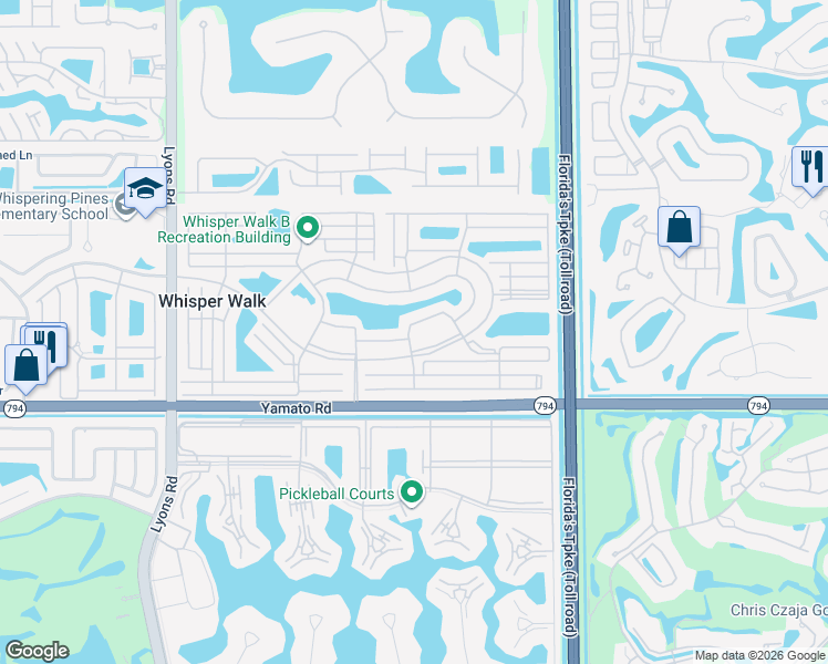 map of restaurants, bars, coffee shops, grocery stores, and more near 8214 Summersong Terrace in Boca Raton