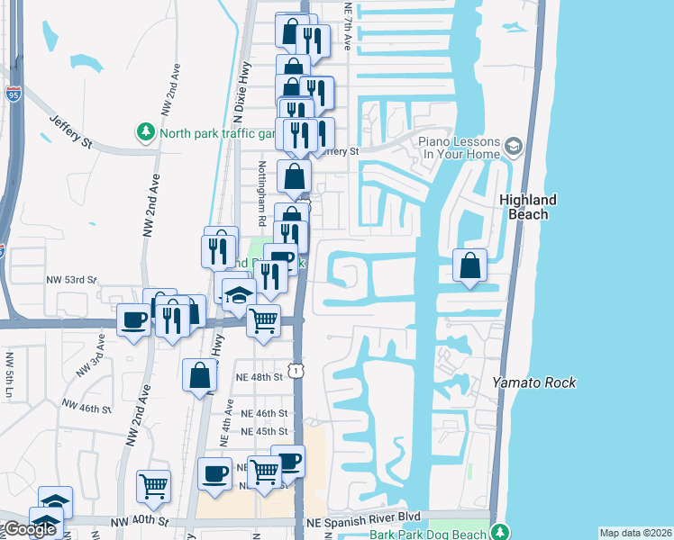 map of restaurants, bars, coffee shops, grocery stores, and more near 663 Boca Marina Court in Boca Raton