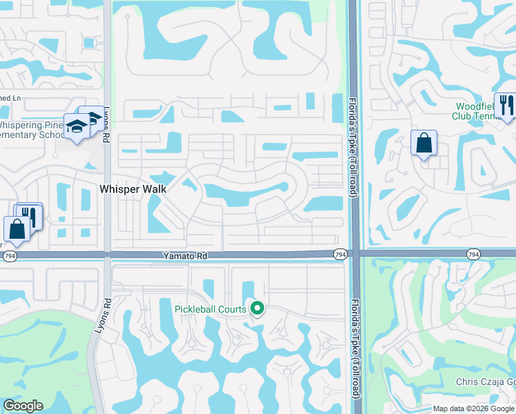 map of restaurants, bars, coffee shops, grocery stores, and more near 8343 Sunmeadow Lane in Boca Raton