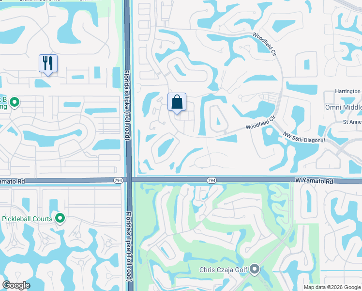 map of restaurants, bars, coffee shops, grocery stores, and more near 5488 Northwest 41st Terrace in Boca Raton