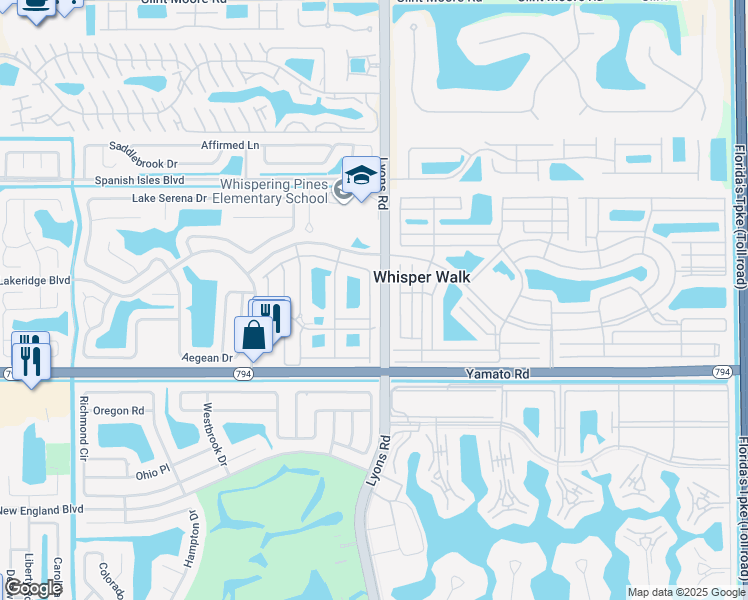 map of restaurants, bars, coffee shops, grocery stores, and more near 9095 Flynn Circle in Boca Raton