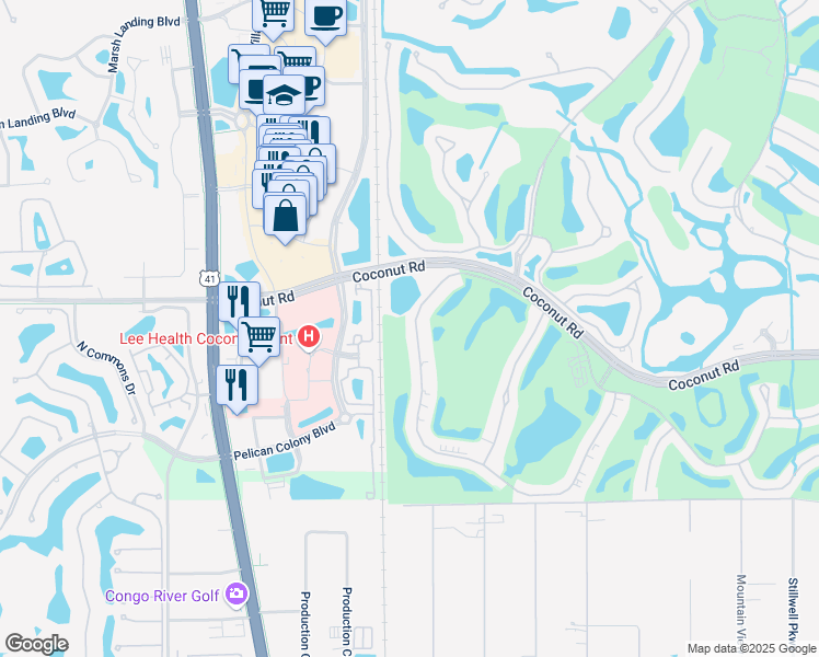 map of restaurants, bars, coffee shops, grocery stores, and more near 9302 Spring Run Boulevard in Bonita Springs