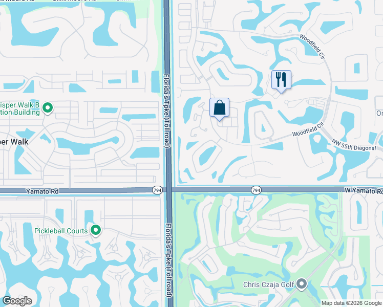 map of restaurants, bars, coffee shops, grocery stores, and more near 5422 Northwest 42nd Avenue in Boca Raton