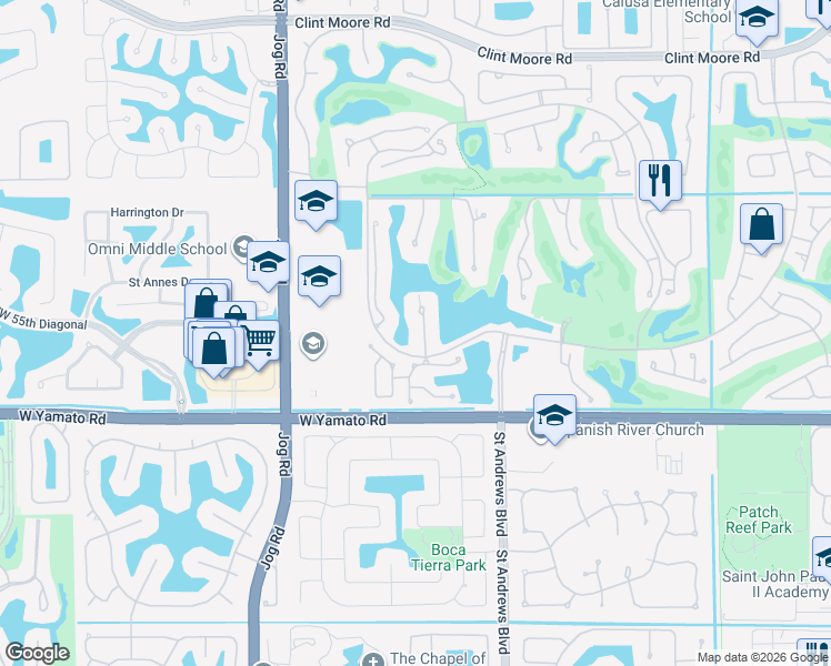 map of restaurants, bars, coffee shops, grocery stores, and more near 5818 Northwest 25th Terrace in Boca Raton