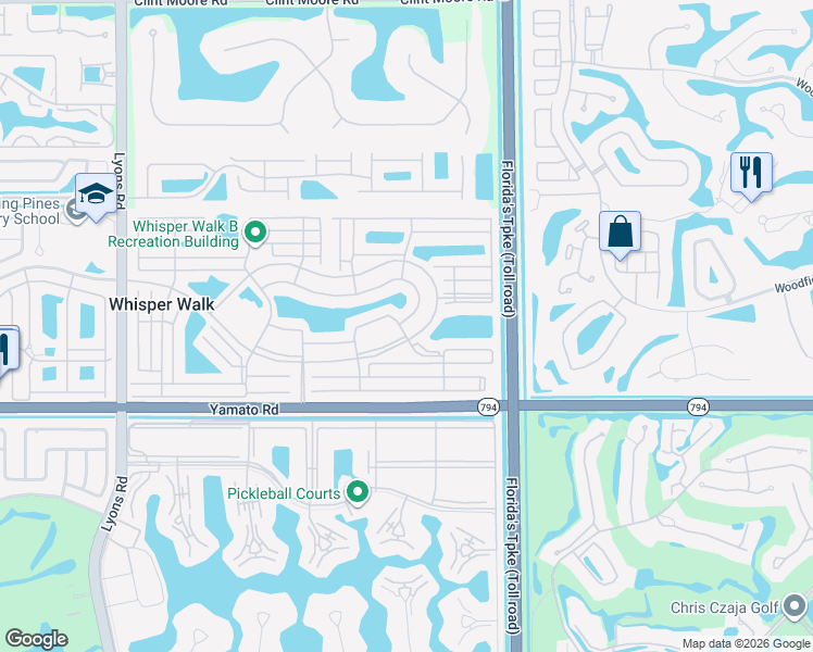 map of restaurants, bars, coffee shops, grocery stores, and more near 815 Springlake Drive in Boca Raton