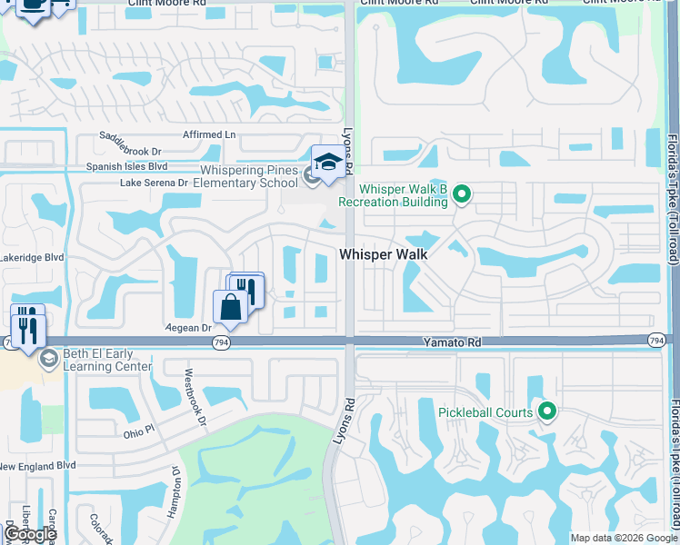 map of restaurants, bars, coffee shops, grocery stores, and more near 9095 Flynn Circle in Boca Raton