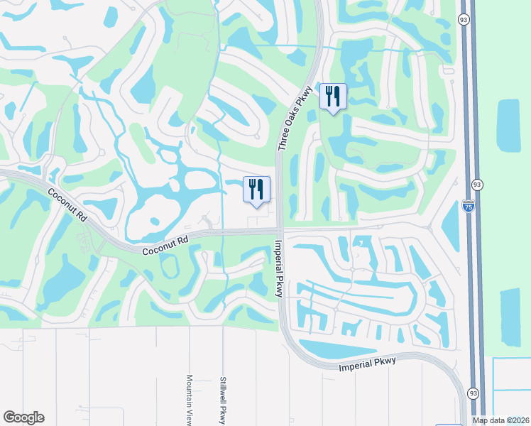 map of restaurants, bars, coffee shops, grocery stores, and more near 10020 Coconut Road in Bonita Springs