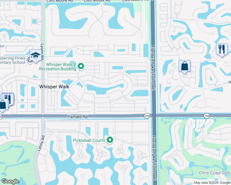 map of restaurants, bars, coffee shops, grocery stores, and more near 8214 Summersong Terrace in Boca Raton