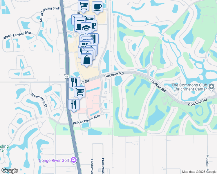 map of restaurants, bars, coffee shops, grocery stores, and more near 23450 Alamanda Drive in Bonita Springs