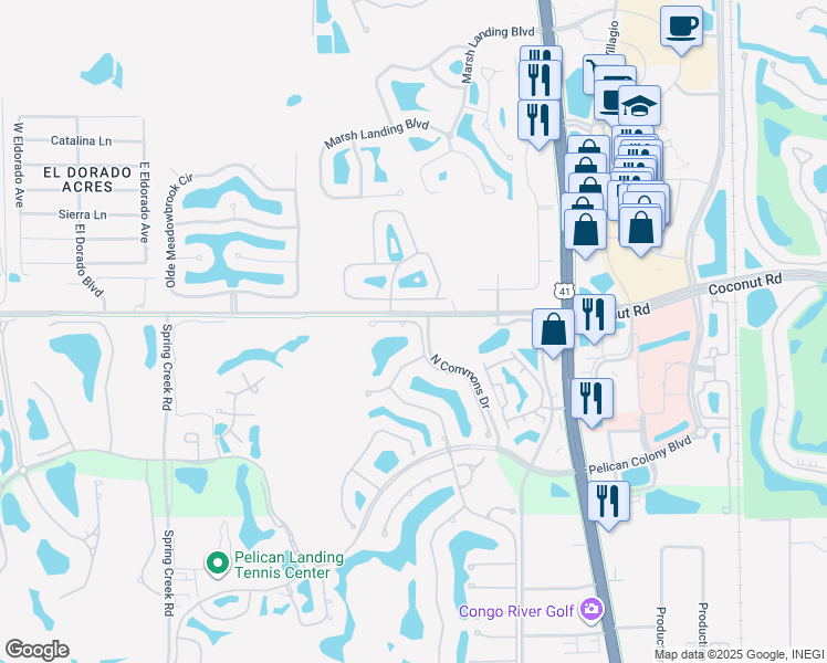 map of restaurants, bars, coffee shops, grocery stores, and more near 23550 Peppermill Court in Bonita Springs