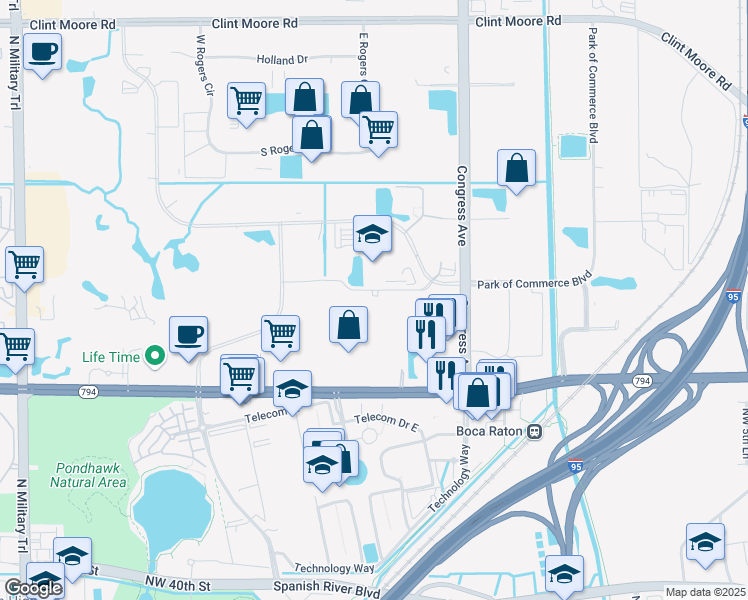 map of restaurants, bars, coffee shops, grocery stores, and more near 846 Broken Sound Parkway Northwest in Boca Raton