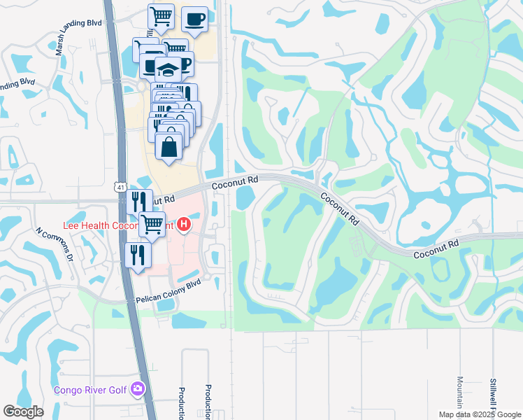 map of restaurants, bars, coffee shops, grocery stores, and more near 9302 Spring Run Boulevard in Bonita Springs