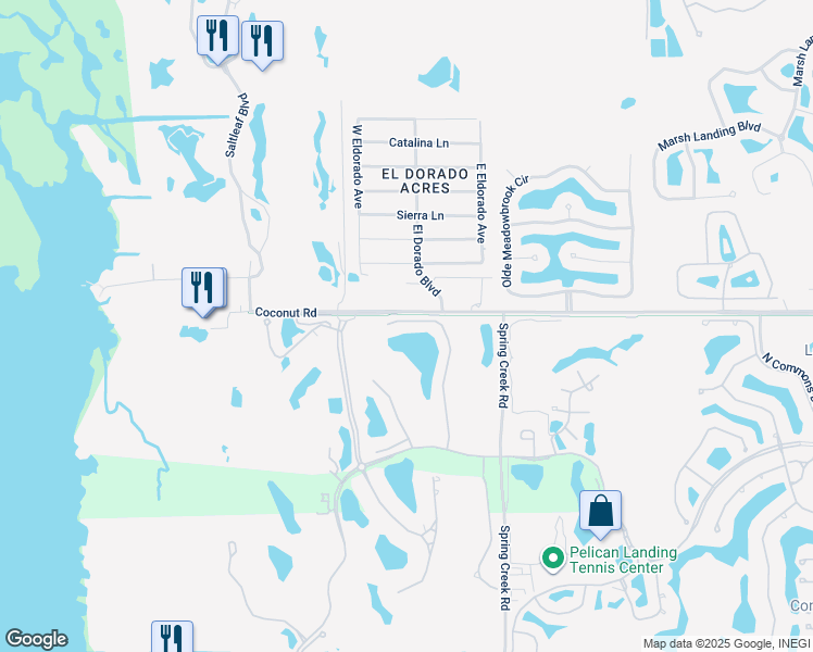 map of restaurants, bars, coffee shops, grocery stores, and more near 23830 Merano Court in Bonita Springs