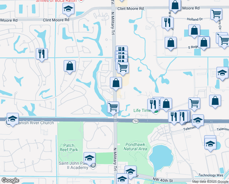 map of restaurants, bars, coffee shops, grocery stores, and more near in Boca Raton
