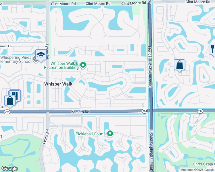 map of restaurants, bars, coffee shops, grocery stores, and more near 8343 Sunmeadow Lane in Boca Raton