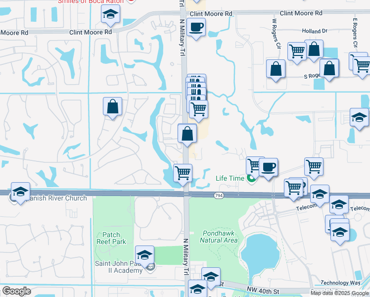 map of restaurants, bars, coffee shops, grocery stores, and more near in Boca Raton