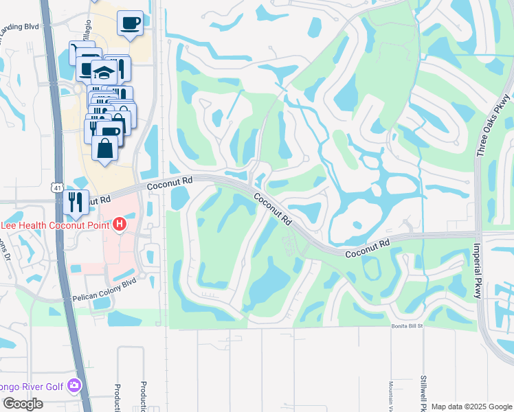 map of restaurants, bars, coffee shops, grocery stores, and more near 23500 Sandy Creek Terrace in Bonita Springs