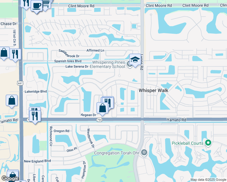 map of restaurants, bars, coffee shops, grocery stores, and more near 9244 Flynn Circle in Boca Raton
