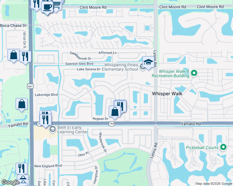 map of restaurants, bars, coffee shops, grocery stores, and more near 9305 Flynn Circle in Boca Raton