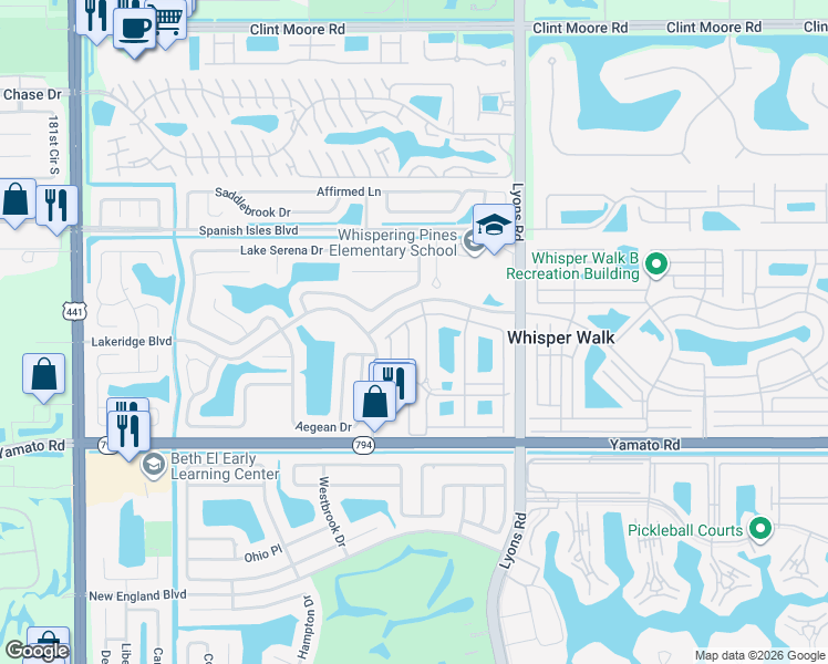 map of restaurants, bars, coffee shops, grocery stores, and more near 9244 Flynn Circle in Boca Raton