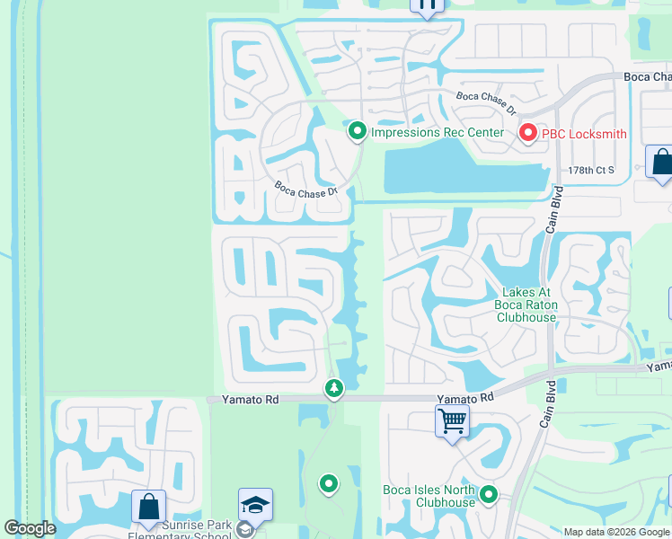 map of restaurants, bars, coffee shops, grocery stores, and more near 18670 Sea Turtle Lane in Boca Raton