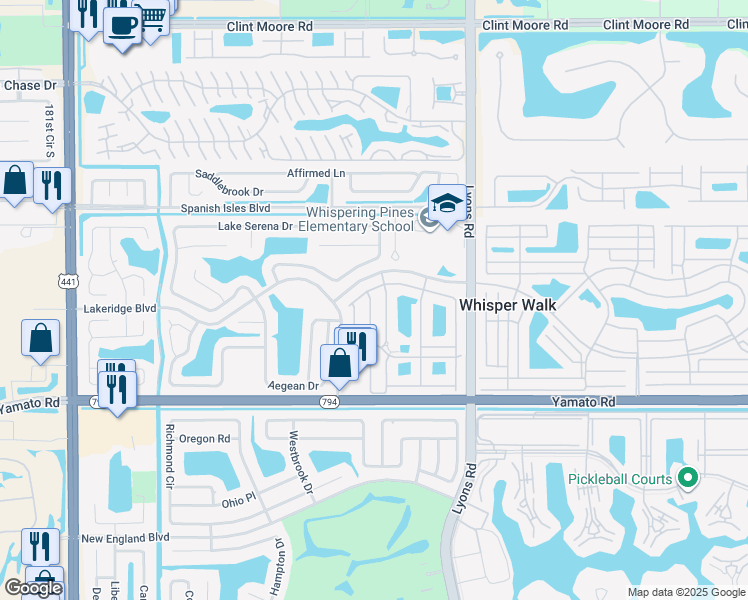 map of restaurants, bars, coffee shops, grocery stores, and more near 9305 Flynn Circle in Boca Raton