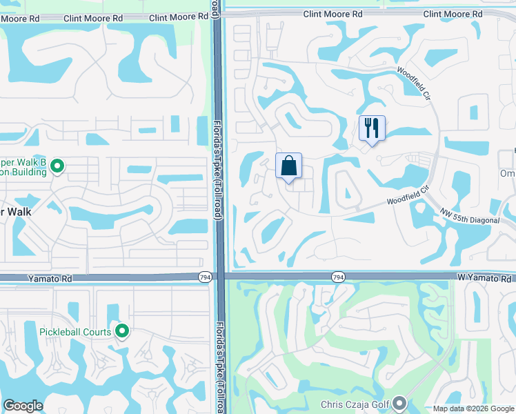 map of restaurants, bars, coffee shops, grocery stores, and more near 4070 Northwest 58th Lane in Boca Raton