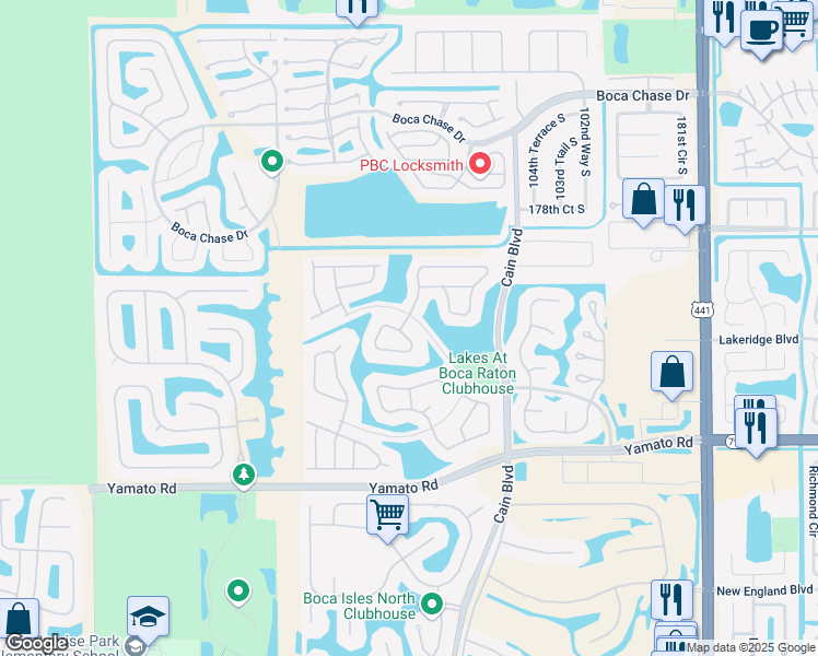 map of restaurants, bars, coffee shops, grocery stores, and more near 10840 Sea Cliff Circle in Boca Raton