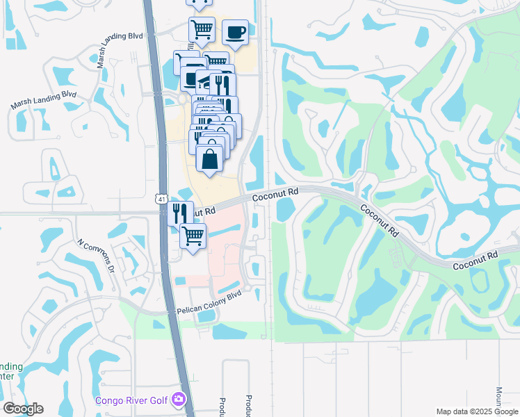 map of restaurants, bars, coffee shops, grocery stores, and more near 23420 Alamanda Drive in Bonita Springs