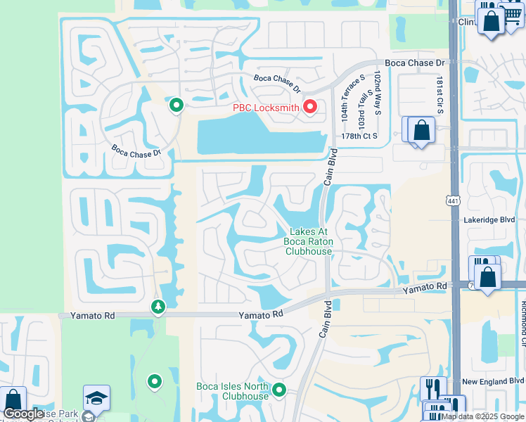 map of restaurants, bars, coffee shops, grocery stores, and more near 10840 Sea Cliff Circle in Boca Raton