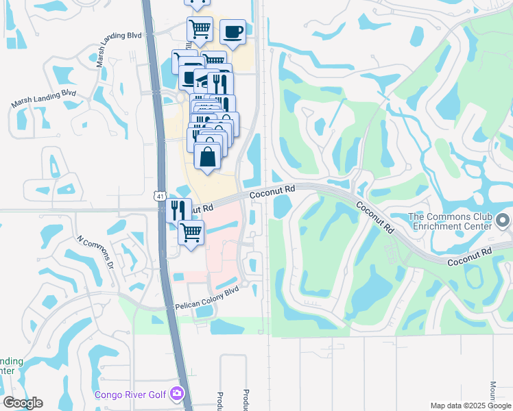 map of restaurants, bars, coffee shops, grocery stores, and more near 23471 Alamanda Drive in Bonita Springs