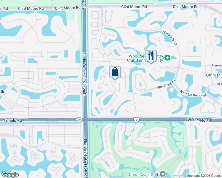 map of restaurants, bars, coffee shops, grocery stores, and more near 4190 Northwest 41st Terrace in Boca Raton