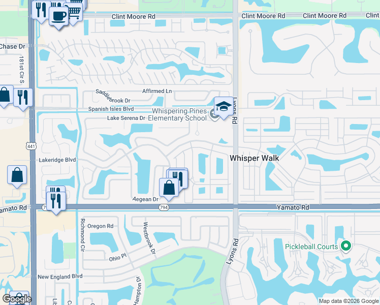 map of restaurants, bars, coffee shops, grocery stores, and more near 9244 Flynn Circle in Boca Raton